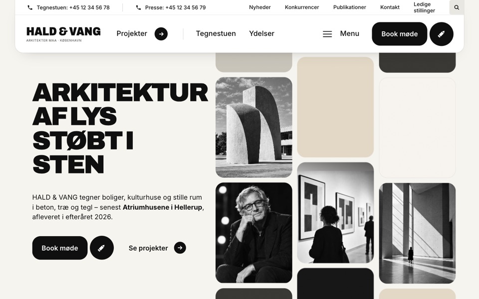 Udsnit af et hjemmesidekoncept fra Vanta Studio